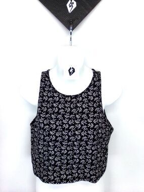 Aeropostale Y2K Cropped Black & White Floral Print Tank Top Size XL